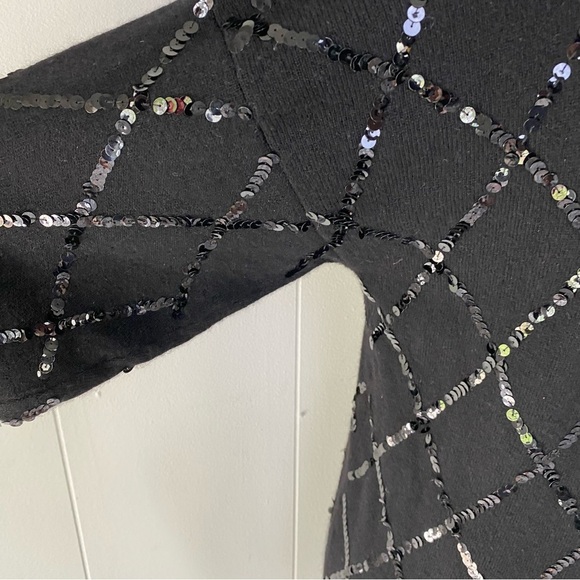 William Kasper California Sweater Tunic Women S Black Sequin Cashmere Knit 70s - Picture 8 of 15